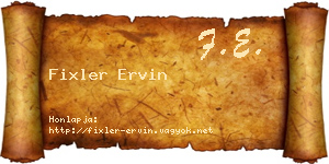 Fixler Ervin névjegykártya